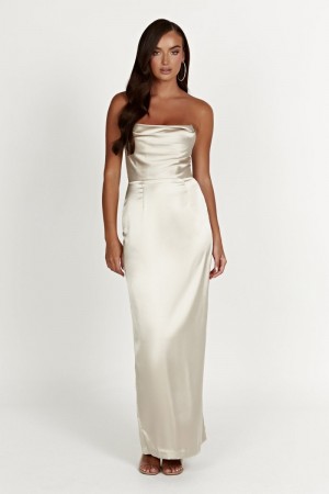 Meshki Alanis Strapless Maxi Kjole Dame Beige Danmark | R7U-1720