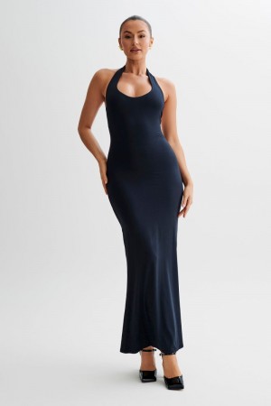 Meshki Jessica Modal Halter Maxi Kjole Dame Sort Danmark | T5N-1294