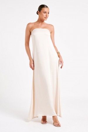 Meshki Luisa Strapless Maxi Kjole Dame Beige Danmark | K7R-4770