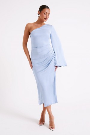 Meshki Nyomi One Shoulder Maxi Kjole Dame Blå Danmark | C0Z-4156