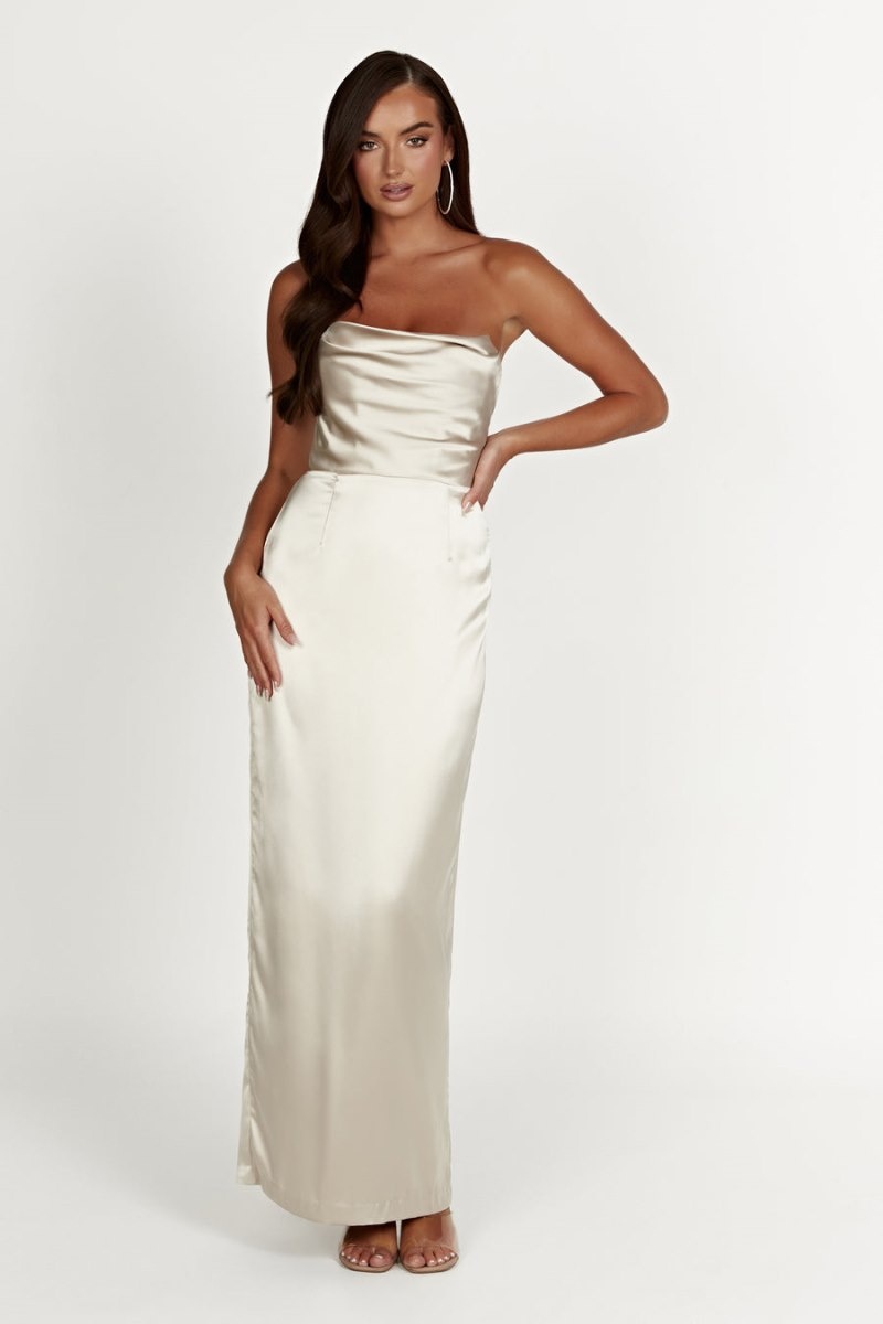 Meshki Alanis Strapless Maxi Kjole Dame Beige Danmark | R7U-1720