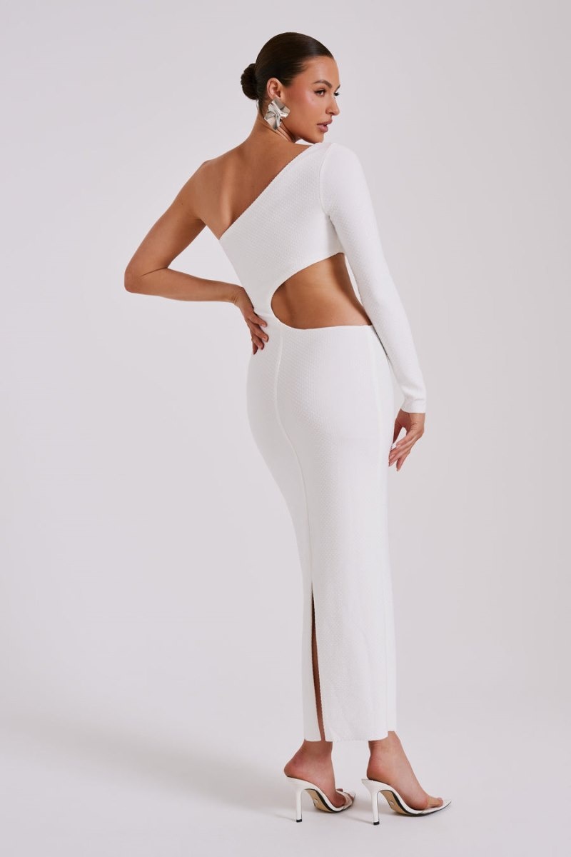 Meshki Alisson Hot Fix Crepe One Shoulder Maxi Kjole Dame Hvide Danmark | W7C-1584