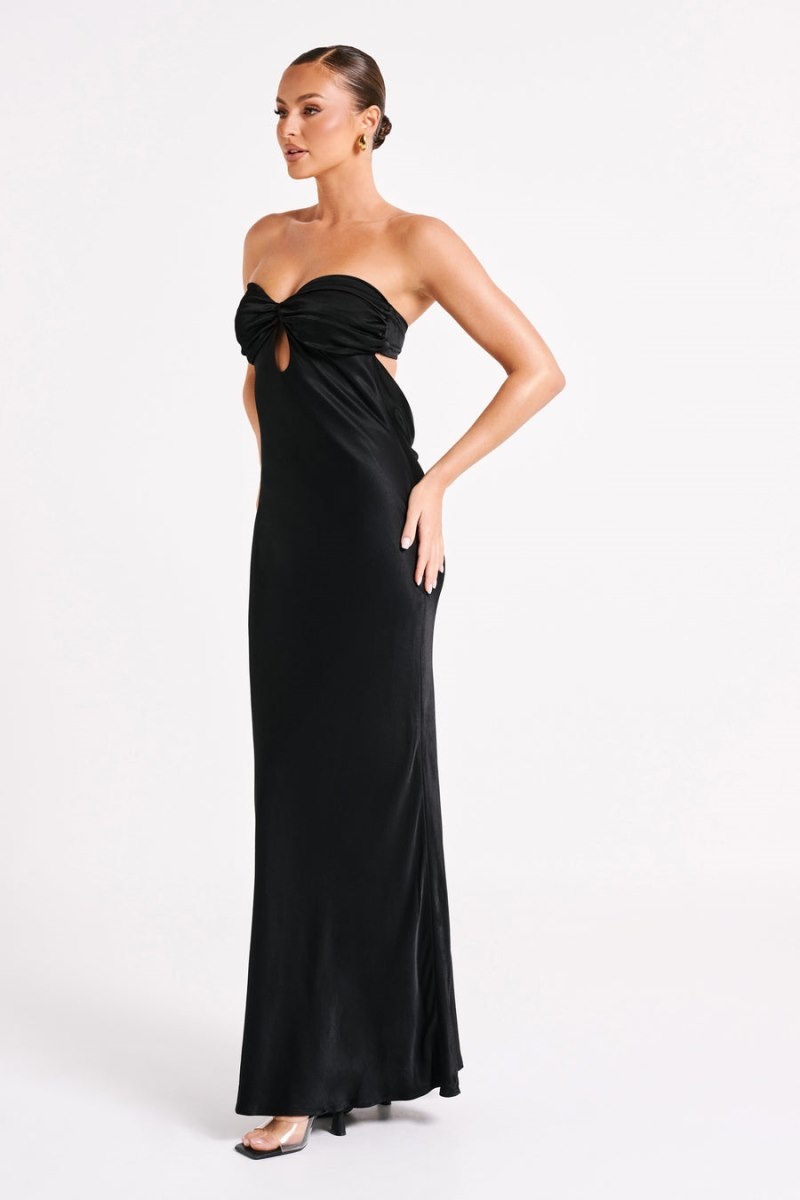 Meshki Antonella Strapless Keyhole Maxi Kjole Dame Sort Danmark | G9P-5503