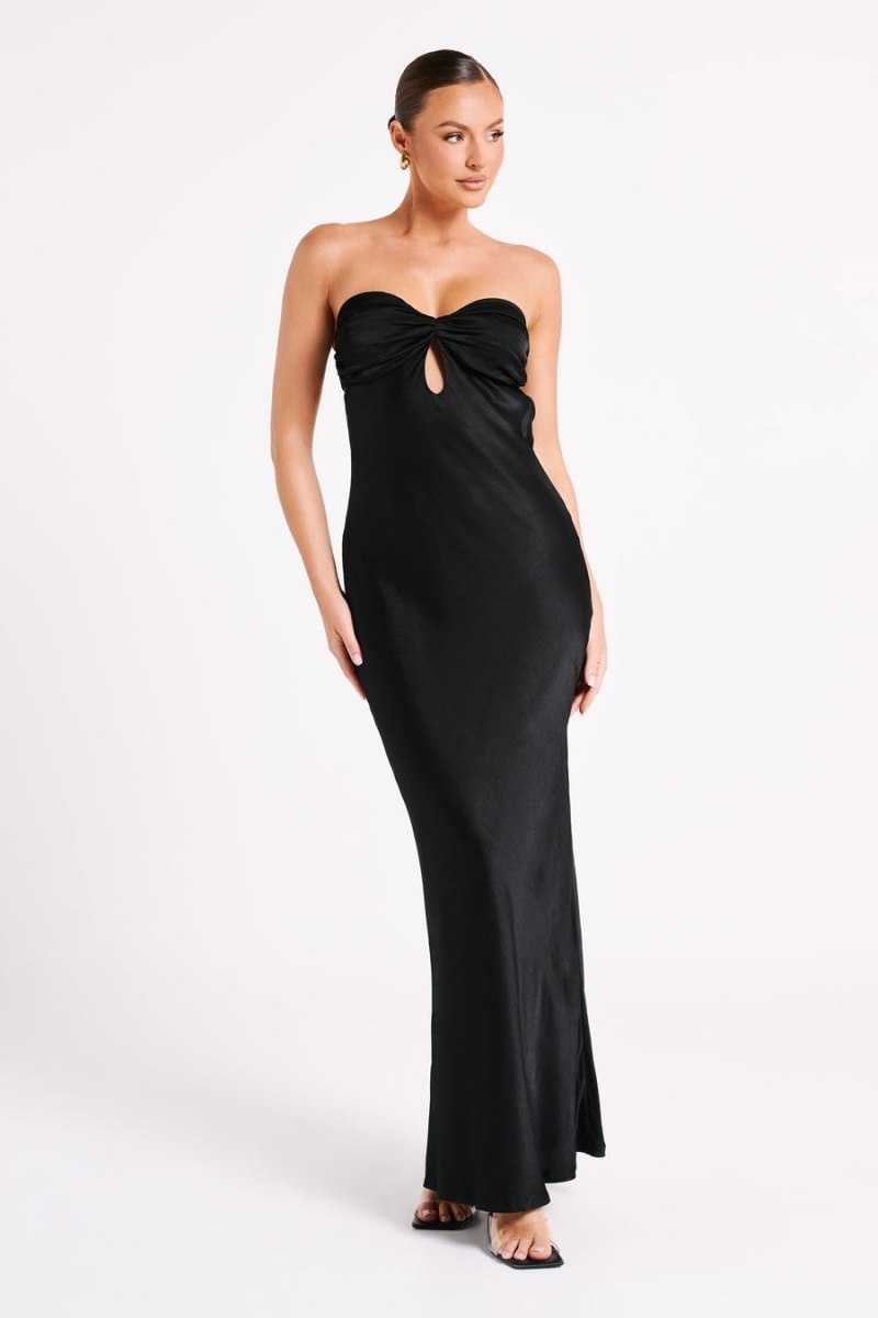 Meshki Antonella Strapless Keyhole Maxi Kjole Dame Sort Danmark | G9P-5503