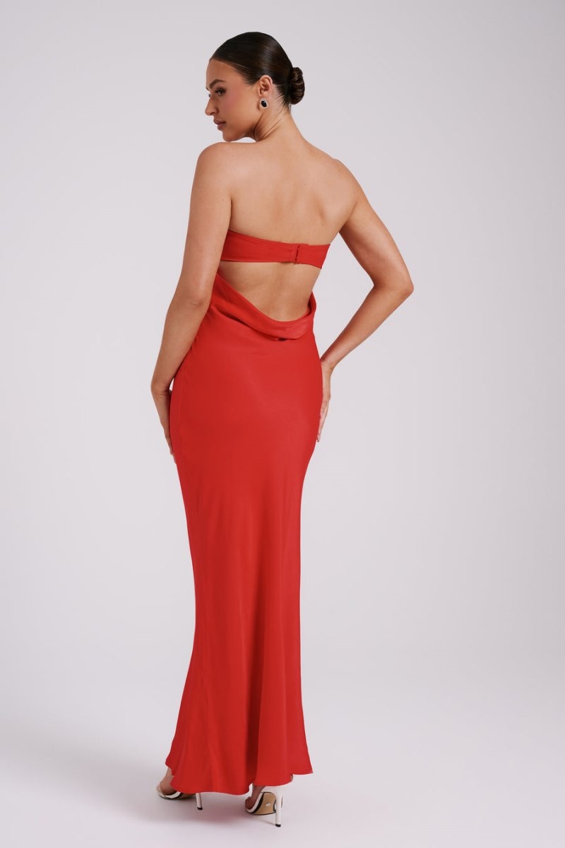 Meshki Antonella Strapless Keyhole Maxi Kjole Dame Rød Danmark | W3E-3021