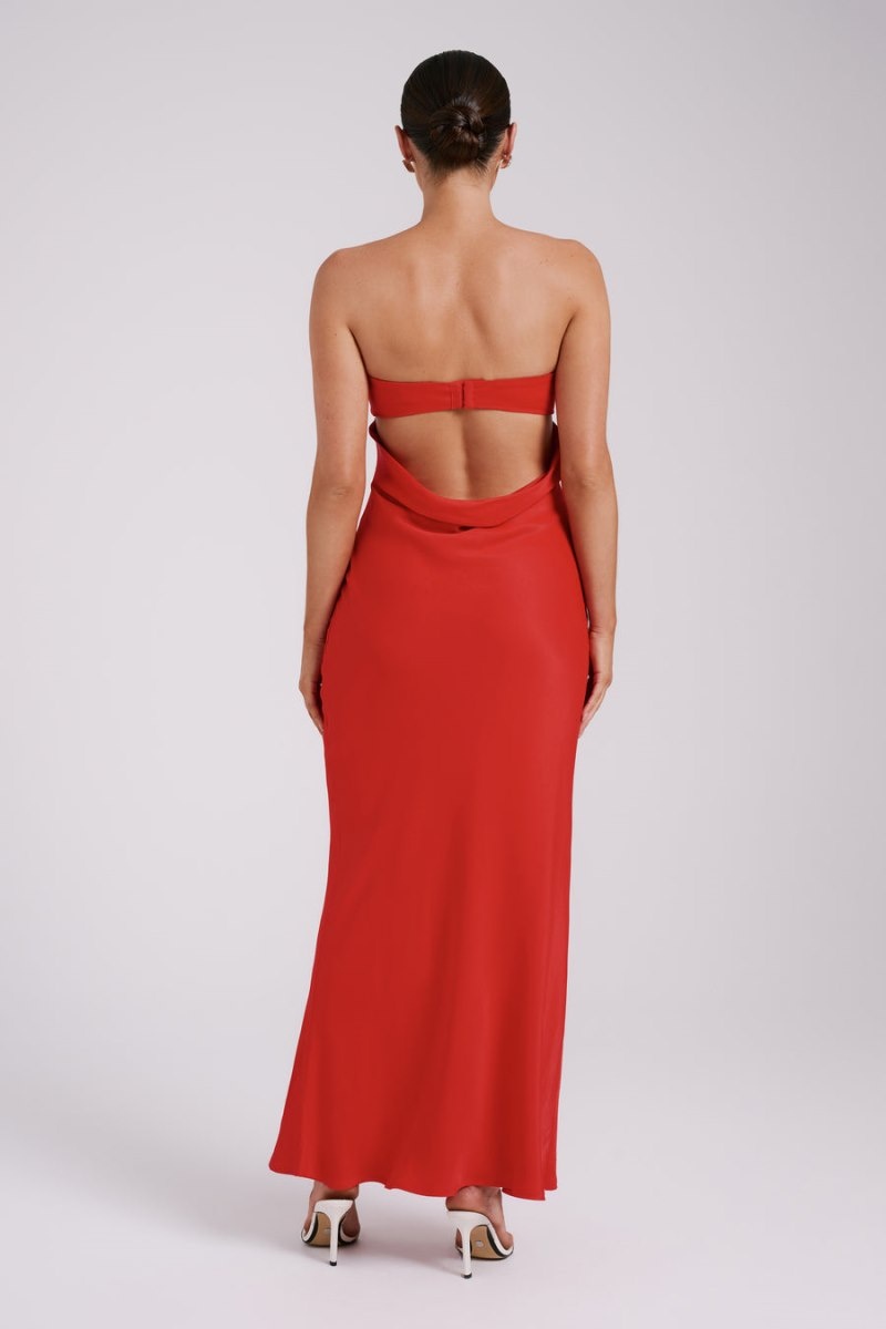 Meshki Antonella Strapless Keyhole Maxi Kjole Dame Rød Danmark | W3E-3021