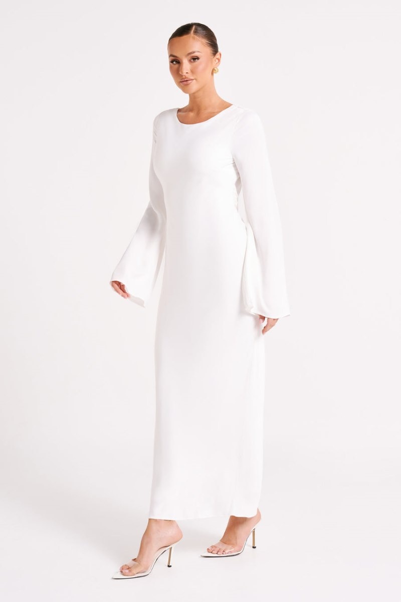 Meshki Fernanda Long Sleeve Maxi Kjole Dame Hvide Danmark | R2U-9727