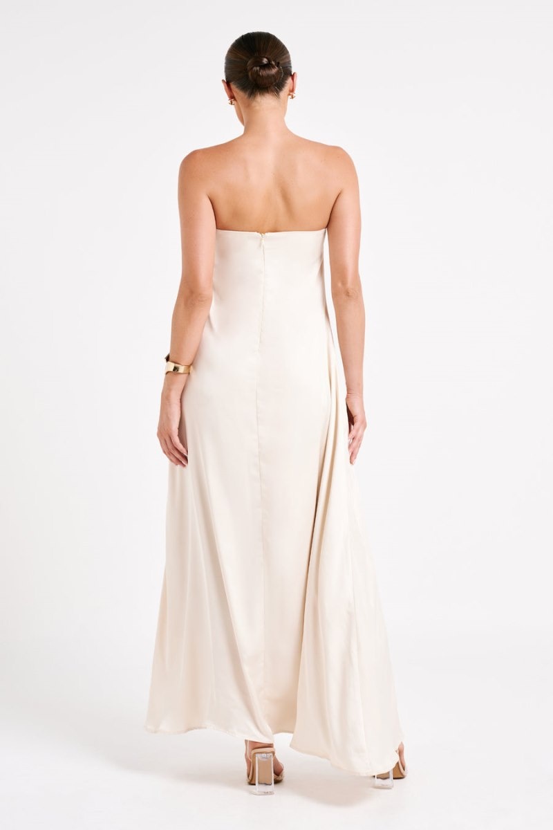 Meshki Luisa Strapless Maxi Kjole Dame Beige Danmark | K7R-4770