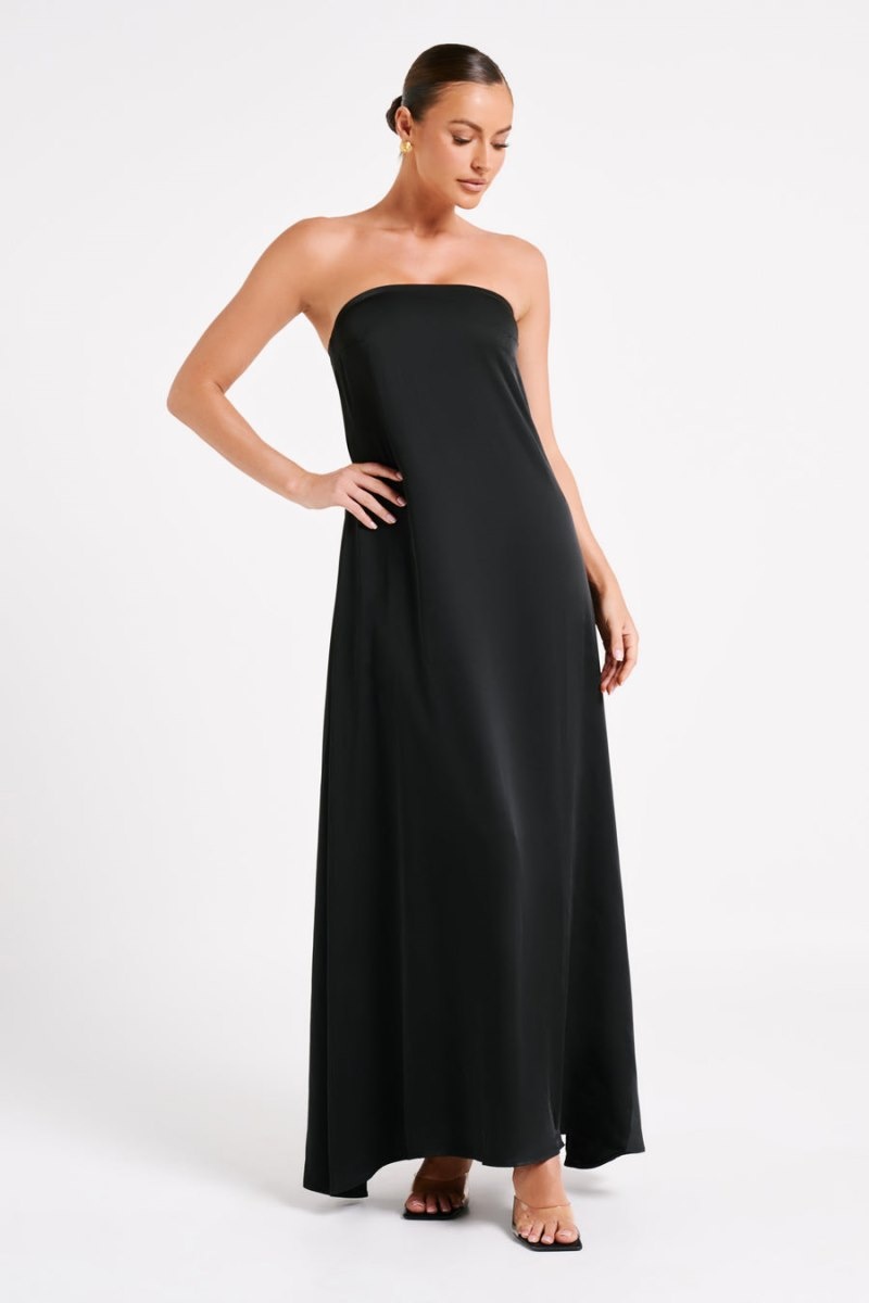 Meshki Luisa Strapless Maxi Kjole Dame Sort Danmark | D7Q-3747