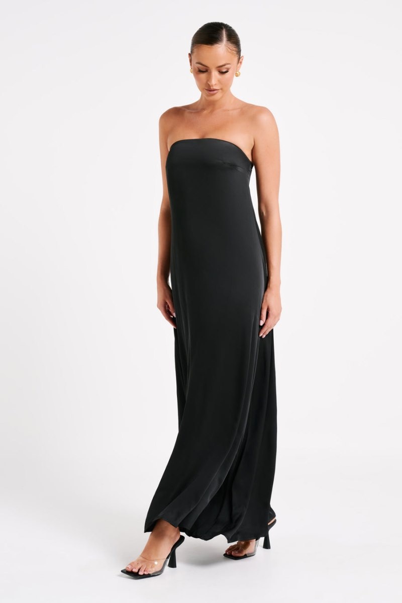 Meshki Luisa Strapless Maxi Kjole Dame Sort Danmark | D7Q-3747