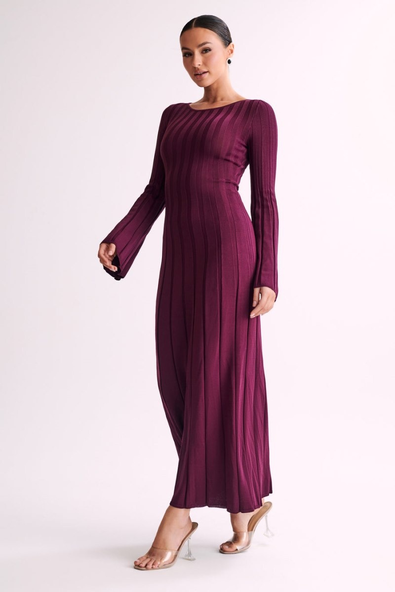 Meshki Mabel Long Sleeve Knit Maxi Kjole Dame Lilla Danmark | R4Z-2482