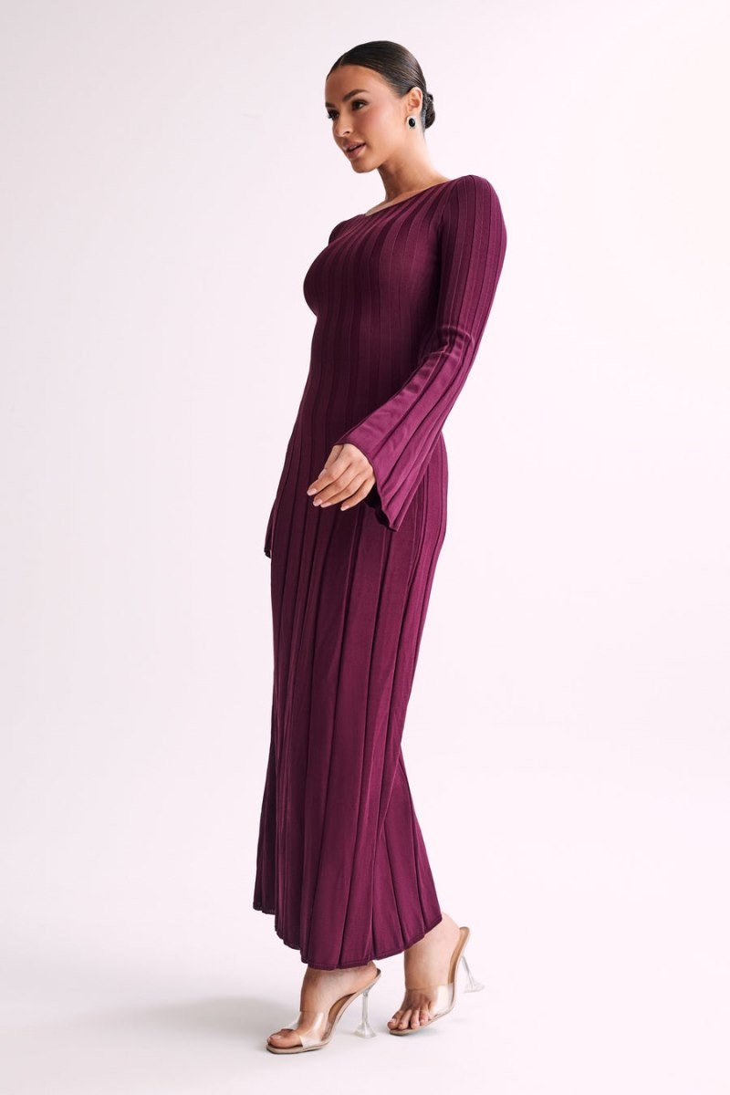 Meshki Mabel Long Sleeve Knit Maxi Kjole Dame Lilla Danmark | R4Z-2482