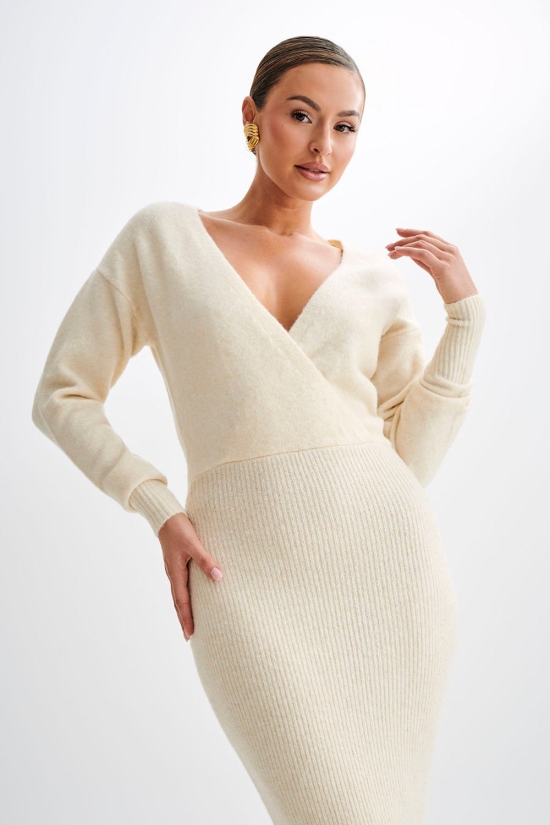 Meshki Shannon Knit Maxi Kjole Dame Hvide Danmark | F8O-7132