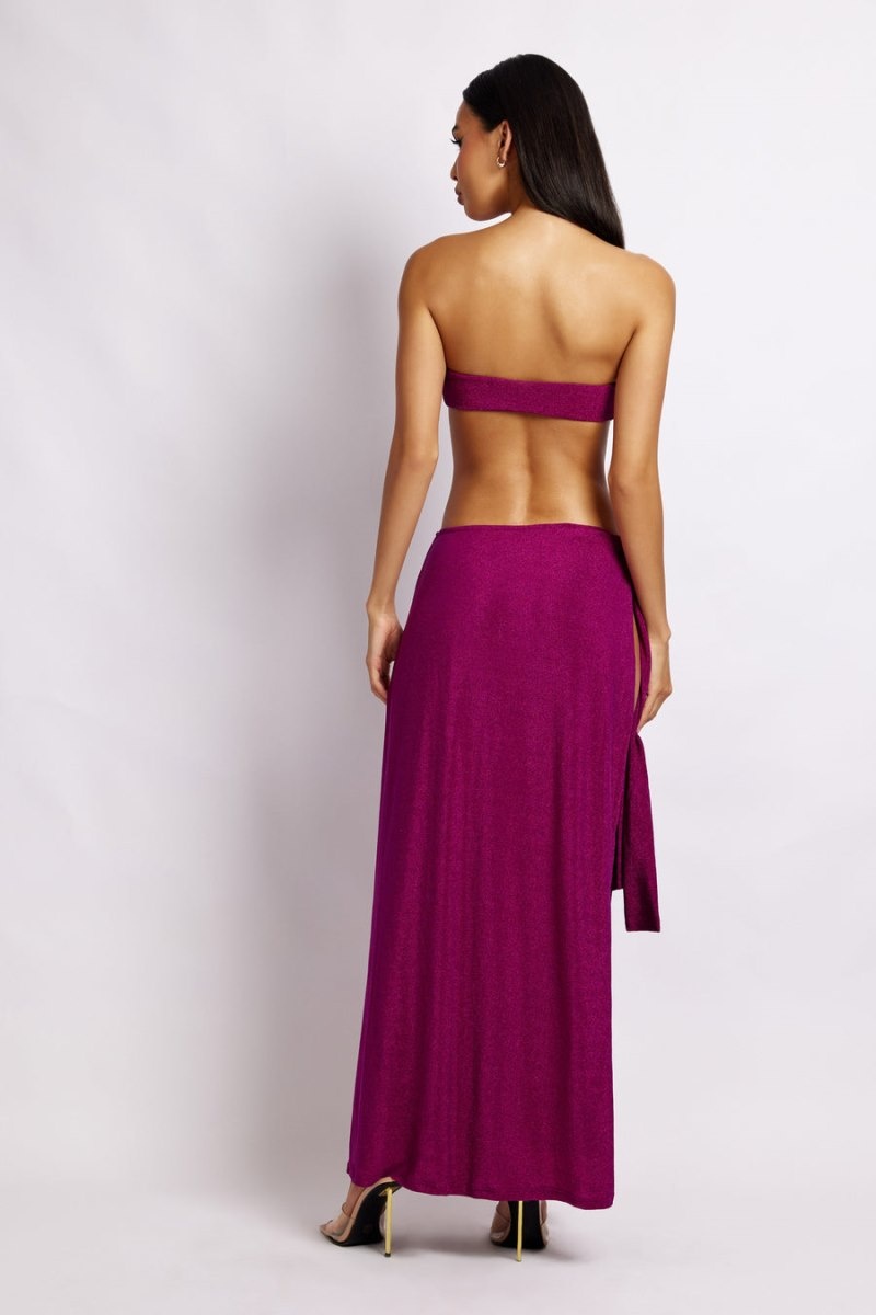 Meshki Sierra Strapless Shimmer Maxi Kjole Dame Lilla Danmark | S0S-1559