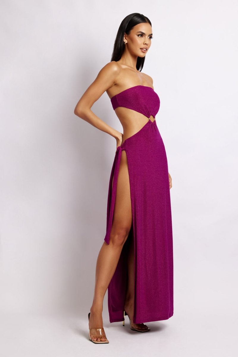 Meshki Sierra Strapless Shimmer Maxi Kjole Dame Lilla Danmark | S0S-1559